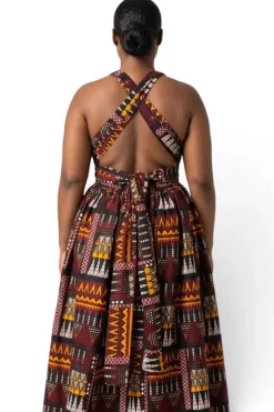 Afrikaanse print Infinity Multiway Maxi Jurk - Verstelbare Split - Bruin Oranje Earth Heritage