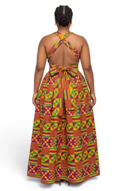 Afrikaanse print Infinity Multiway Maxi Jurk - Verstelbare Split - Paars Groen Kente Royale