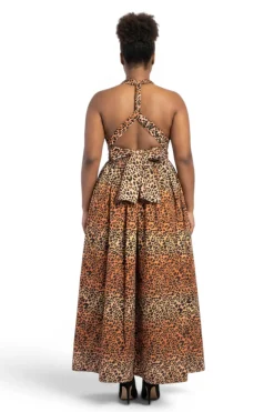 Afrikaanse print Infinity Multiway Maxi Jurk - Verstelbare Split - Oranje Beige Leopard Queen