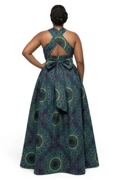 Afrikaanse print Infinity Multiway Maxi Jurk - Verstelbare Split - Blauw Groen Safari Mosaic