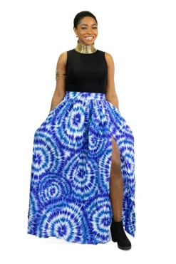 Afrikaanse print maxi rok - Blauwe Tie Dye