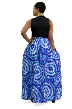 Afrikaanse print maxi rok - Blauwe Tie Dye