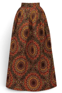 Afrikaanse print maxi rok - Verstelbare split - Bruin Sunburst