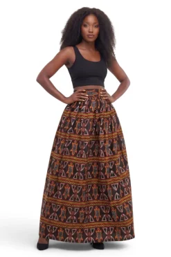 Afrikaanse print maxi rok - Verstelbare split - Zwart Rood Toghu Bamenda Cameroon