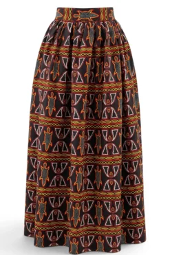 Afrikaanse print maxi rok - Verstelbare split - Zwart Rood Toghu Bamenda Cameroon