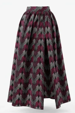 Afrikaanse print maxi rok - Verstelbare split - Paars Wit Dots