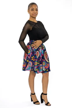 Afrikaanse print mini rok - Blauw Roze Paisley