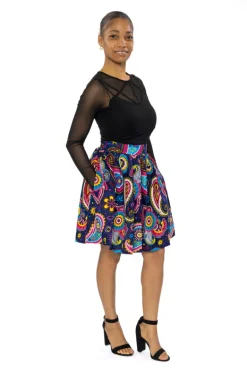 Afrikaanse print mini rok - Blauw Roze Paisley