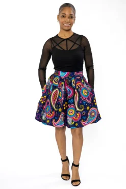 Afrikaanse print mini rok - Blauw Roze Paisley