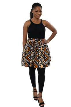 Afrikaanse print mini rok - Bruin Zwart Bogolan