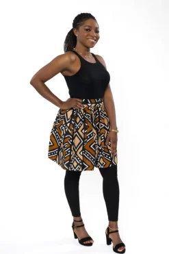 Afrikaanse print mini rok - Bruin Zwart Bogolan