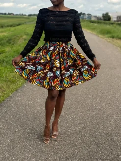 Afrikaanse print mini rok - Multi color Feathers