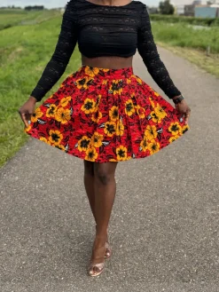 Afrikaanse print mini rok - Rode Flowers