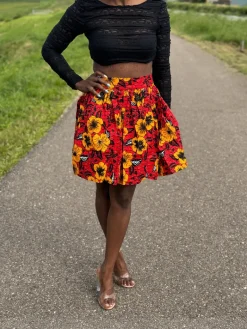 Afrikaanse print mini rok - Rode Flowers