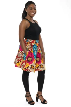 Afrikaanse print mini rok - Rood Blauw Flowers