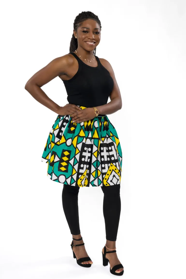 Afrikaanse print mini rok - Turkoois Geel Samakaka