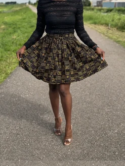 Afrikaanse print mini rok - Zwart / Gele X Bogolan