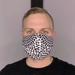 Afrikaanse print mondmasker / mondkapje van katoen Unisex - Zwart / witte dots