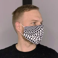 Afrikaanse print mondmasker / mondkapje van katoen Unisex - Zwart / witte dots