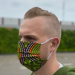 Afrikaanse print mondmasker / mondkapje met print van katoen Unisex - Groen oranje
