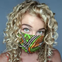 Afrikaanse print mondmasker / mondkapje met print van katoen Unisex - Groen oranje