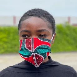 Afrikaanse print mondmasker / mondkapje van katoen Unisex - Rood groene swirl fan