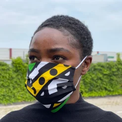 Afrikaanse print mondmasker / mondkapje met print van katoen Unisex - Groene samakaka