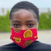 Afrikaanse print mondmasker / mondkapje van katoen met print Unisex - Roze mini disk