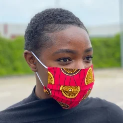 Afrikaanse print mondmasker / mondkapje van katoen met print Unisex - Roze mini disk