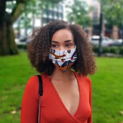 Afrikaanse print mondmasker / mondkapje van katoen Unisex - Rood gele bloemen