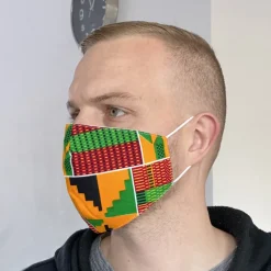 Afrikaanse print mondmasker / mondkapje van katoen Unisex - Geel Groene Kente