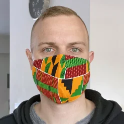 Afrikaanse print mondmasker / mondkapje van katoen Unisex - Geel Groene Kente