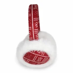 Afrikaanse Print Oorwarmers / Earmuffs - Inklapbaar Wintermodel - Rood Witte Bogolan