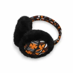 Afrikaanse Print Oorwarmers / Earmuffs - Inklapbaar Wintermodel - Bruine Cross Bogolan