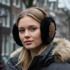 Afrikaanse Print Oorwarmers / Earmuffs - Inklapbaar Wintermodel - Leopard