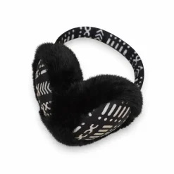 Afrikaanse Print Oorwarmers / Earmuffs - Inklapbaar Wintermodel - Zwart Witte Bogolan