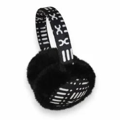 Afrikaanse Print Oorwarmers / Earmuffs - Inklapbaar Wintermodel - Zwart Witte Bogolan