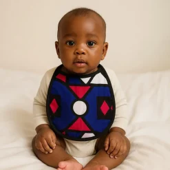 Afrikaanse print slabbetje - Blauw Roze Samakaka (Unisex)