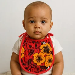 Afrikaanse print slabbetje - Rode Bloemen (Unisex)