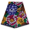 Afrikaanse print stof - Blauw en fuchsia Flowers - 100% katoen