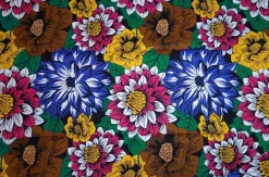 Afrikaanse print stof - Blauw en fuchsia Flowers - 100% katoen