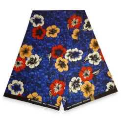 Afrikaanse print stof - Blauwe Flowers - 100% katoen