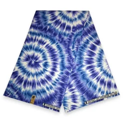 Afrikaanse print stof - Blauwe Tie Dye - 100% katoen