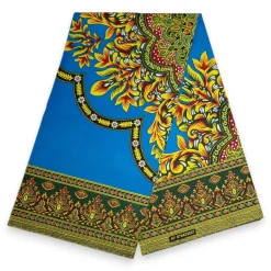 Afrikaanse print stof - Blauwe Java Design Dashiki stof- 100% katoen