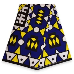 Afrikaanse print stof - Blauw Gele Samakaka / Samacaca (Angola) - 100% katoen