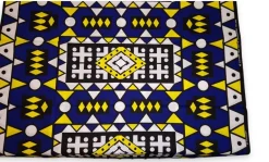 Afrikaanse print stof - Blauw Gele Samakaka / Samacaca (Angola) - 100% katoen