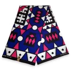Afrikaanse print stof - Blauw Roze Samakaka / Samacaca (Angola) - 100% katoen