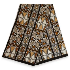 Afrikaanse print stof - Bruin en wit Bogolan Symbols - 100% katoen