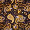 Afrikaanse print stof - Donkerblauw Geel Paisley - 100% katoen