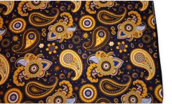 Afrikaanse print stof - Donkerblauw Geel Paisley - 100% katoen